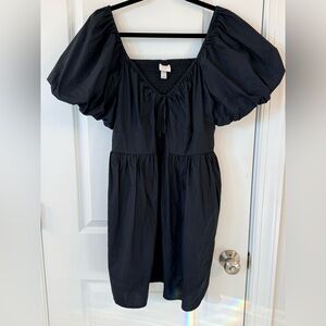 Baby Doll Puff Sleeve Black A.New Day Mini Dress (size large)